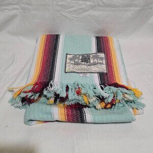 Original Senior Lopez Baja Blanket Mexico Sea Blue Yellow Red Brick Black 58x59
